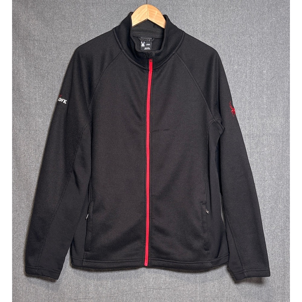Spyder Mens Full Zip Constant Fleece Jacket Black Red Mohawk Logo Large
